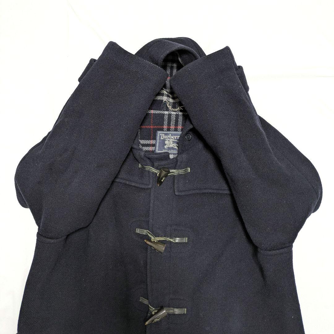 90s 英国製 バーバリー ダッフルコート ネイビー ウール ノバチェック XL