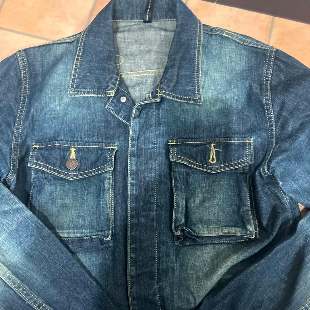 glambグラム デニムつなぎ バックプリント オールインワン ヴィンテージ加工