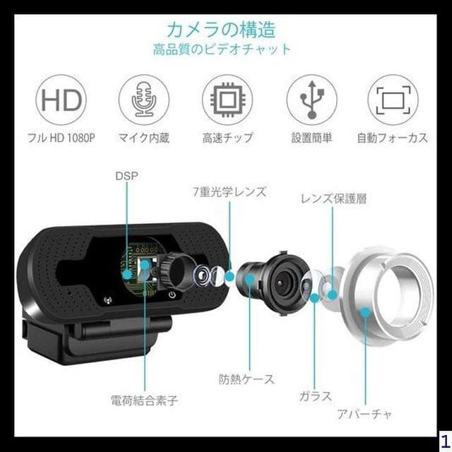 webjen034 チャットツール 高画質 1080P 広角 マイク内蔵