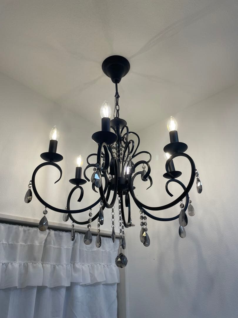 6灯 シャンデリア ルイーズ MU-RA系 ブラック カフェ 美容院 LED対応