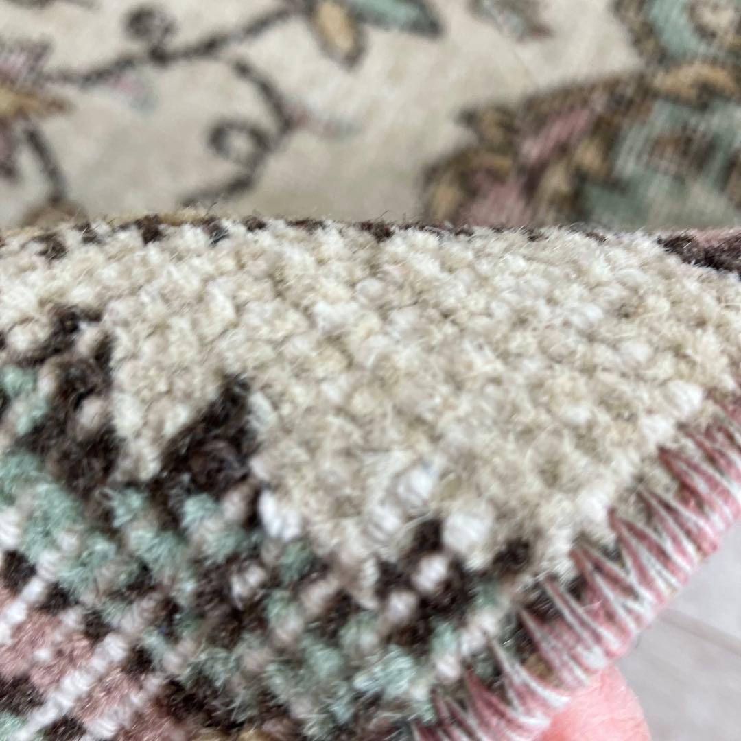 ペパーミントグリーン　ピンクベージュ73×222ランナー　トルコヴィンテージラグ