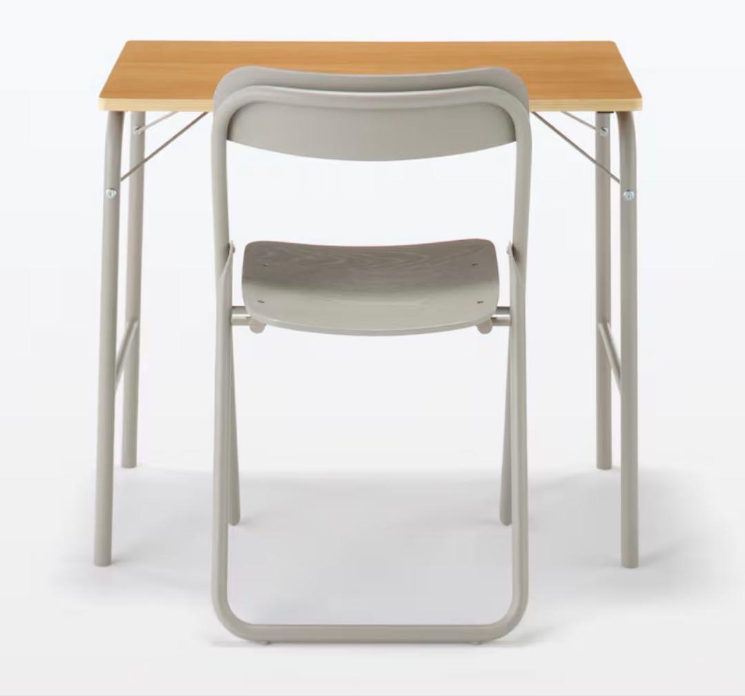 無印良品　スチール　折りたたみチェア　グレー