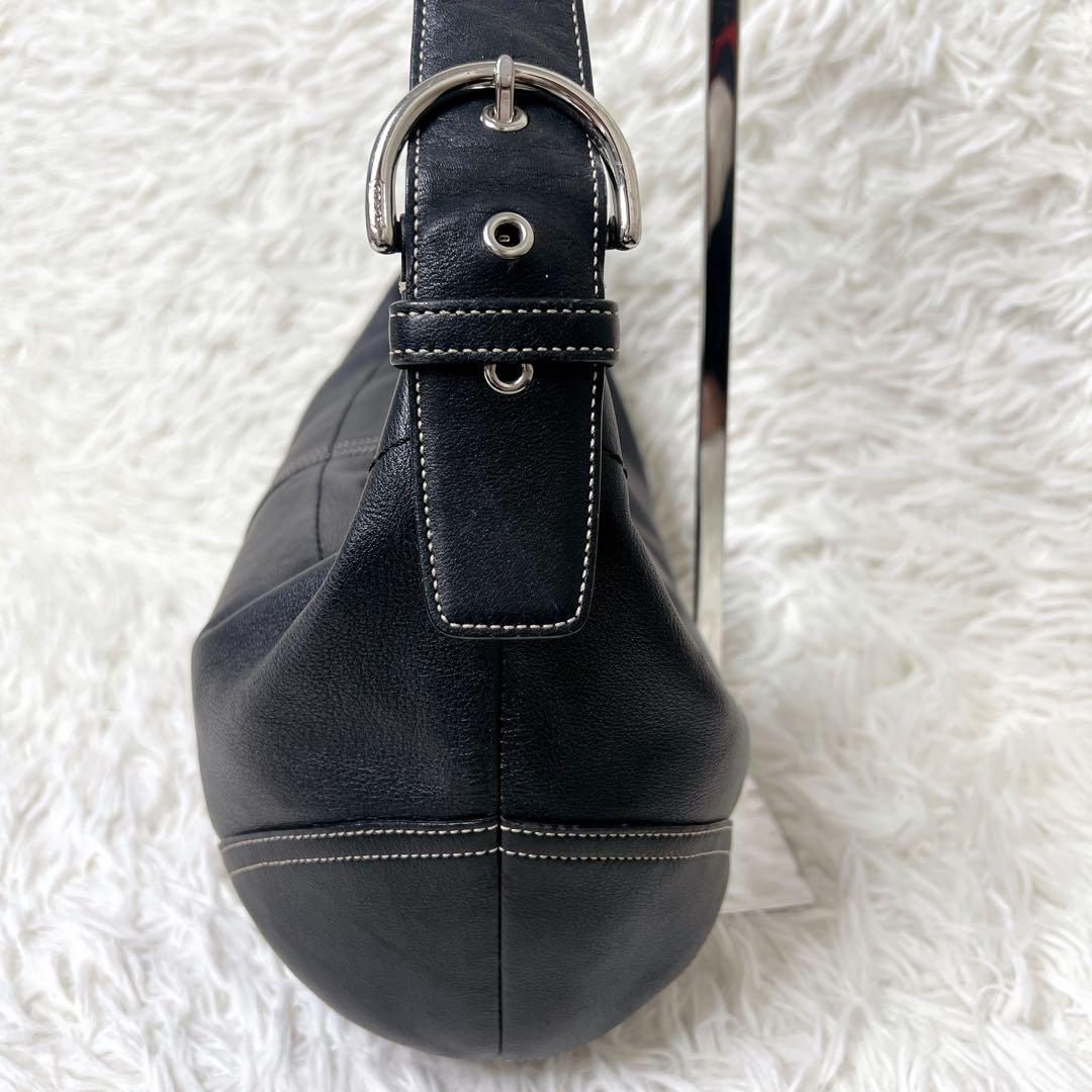 バッグ COACH Black Leather Hobo Half Moon Y2K