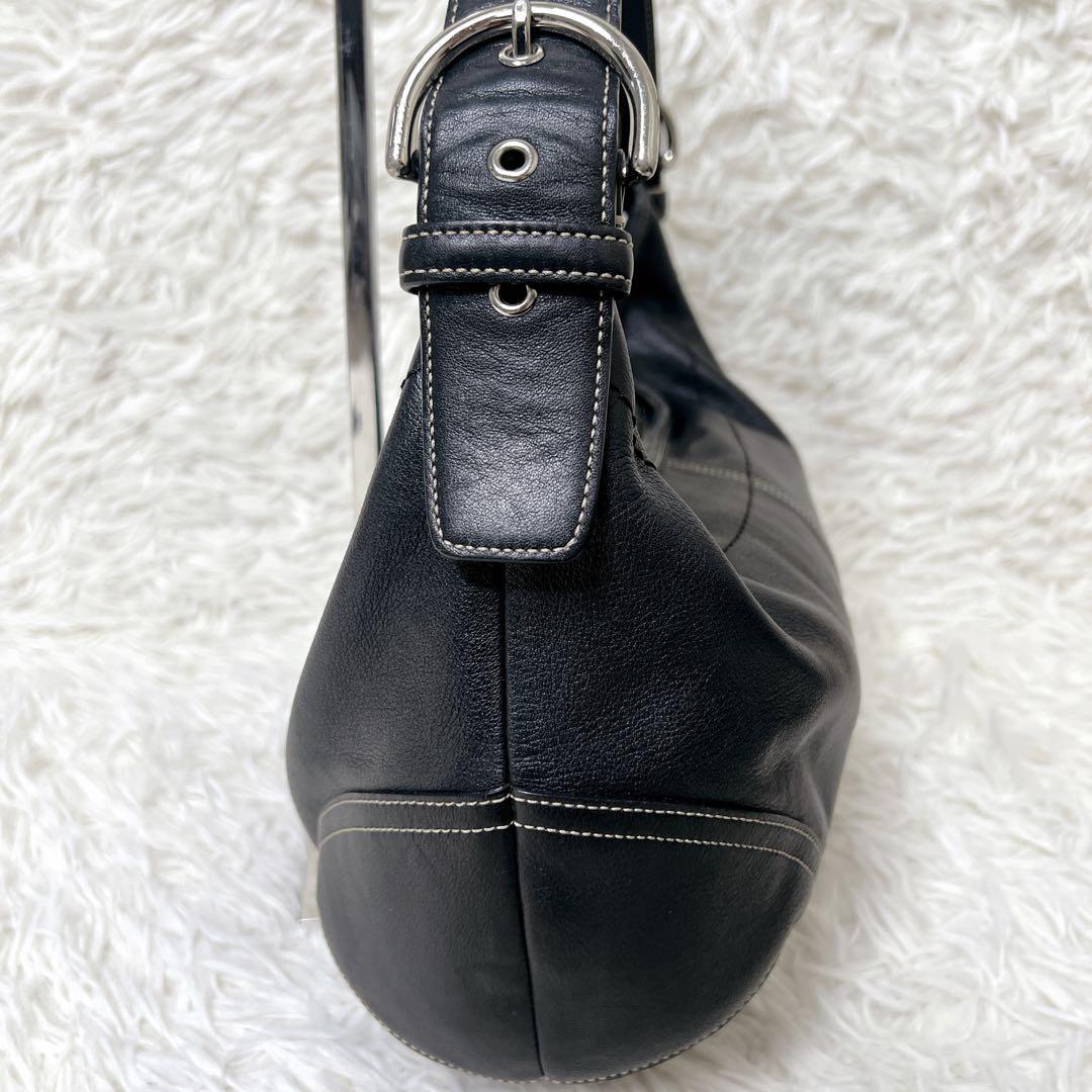 バッグ COACH Black Leather Hobo Half Moon Y2K