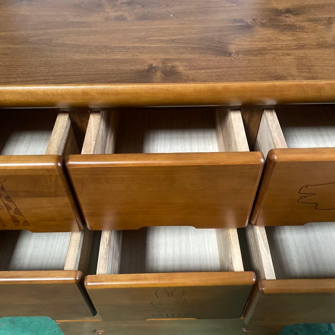 ミッフィー イラスト付き 木製チェスト 12引き出し