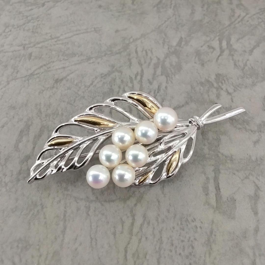 SV/K18あこや真珠ブローチ　　中古品