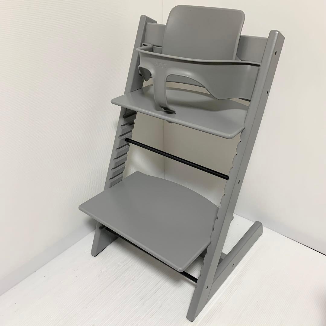 美品 ストッケ トリップトラップ グレー シリアル4 ベビーセット