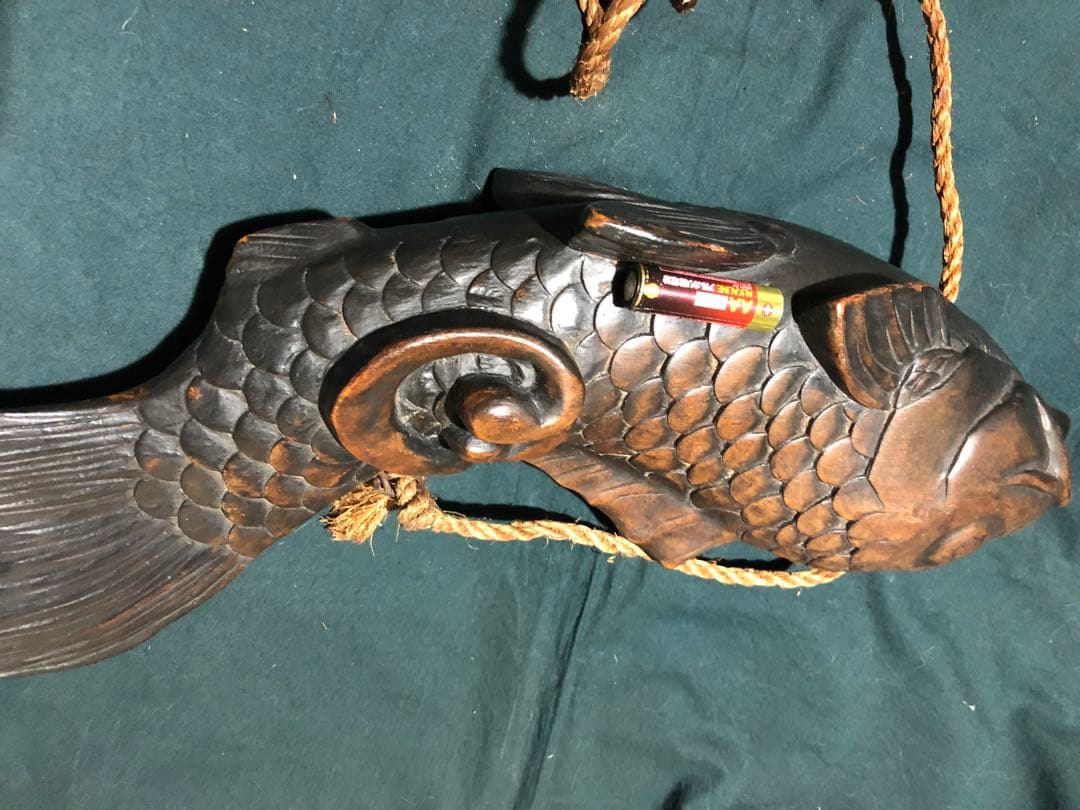 自在鉤　鯉　木彫　木製　古民具　置物　アンティーク　時代物　インテリア