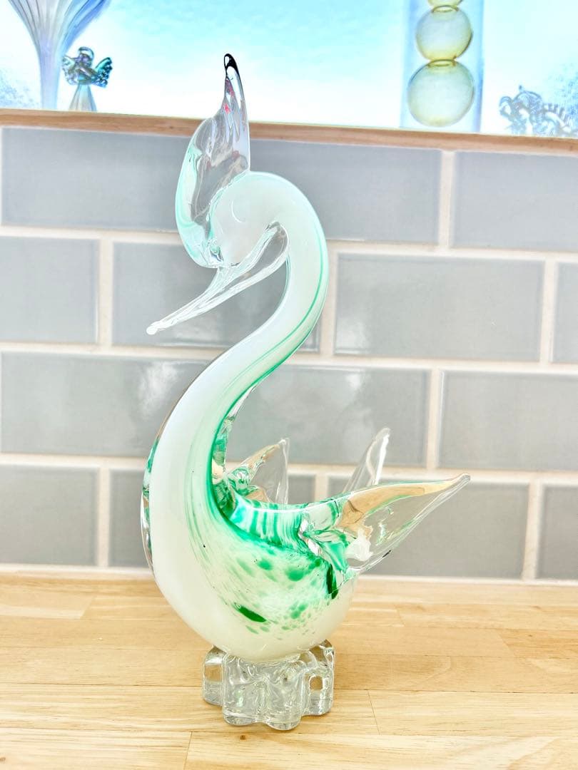 ヴェネチア ベネチア グラス ガラス工芸 swan 白鳥 スワン オブジェ 置物