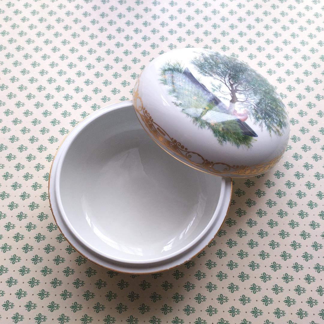 マイセン Meissen 1900-1910年頃 川辺の風景 ボンボニエル