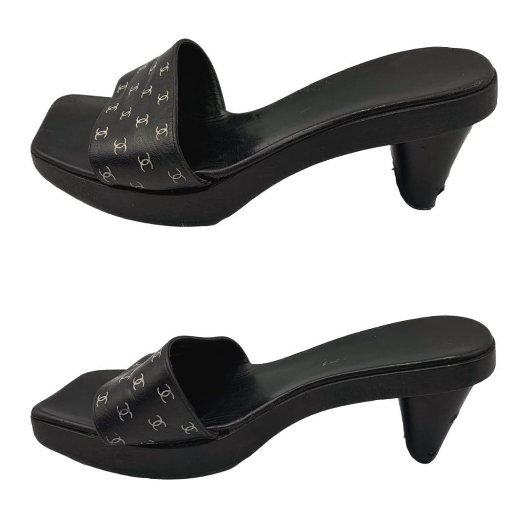 希少✤CHANEL／シャネル ウッド サンダル　23㎝ ココマーク 0201