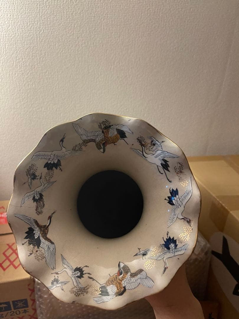薩摩焼 花瓶 金彩 色絵 日本陶器 アンティーク