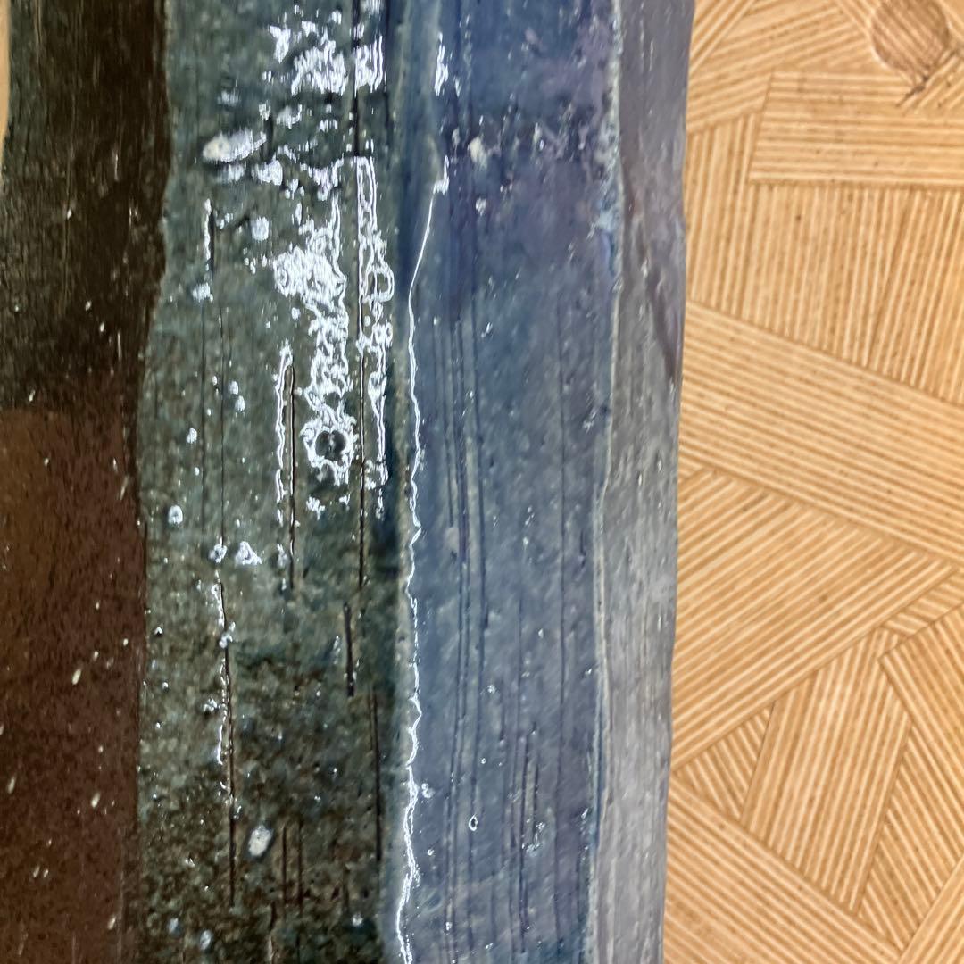 信楽焼傘立て青ガラス面取り