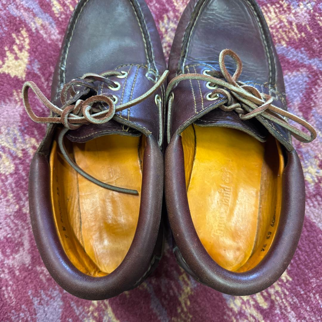 ティンバーランド ダークブラウン レザー デッキシューズ