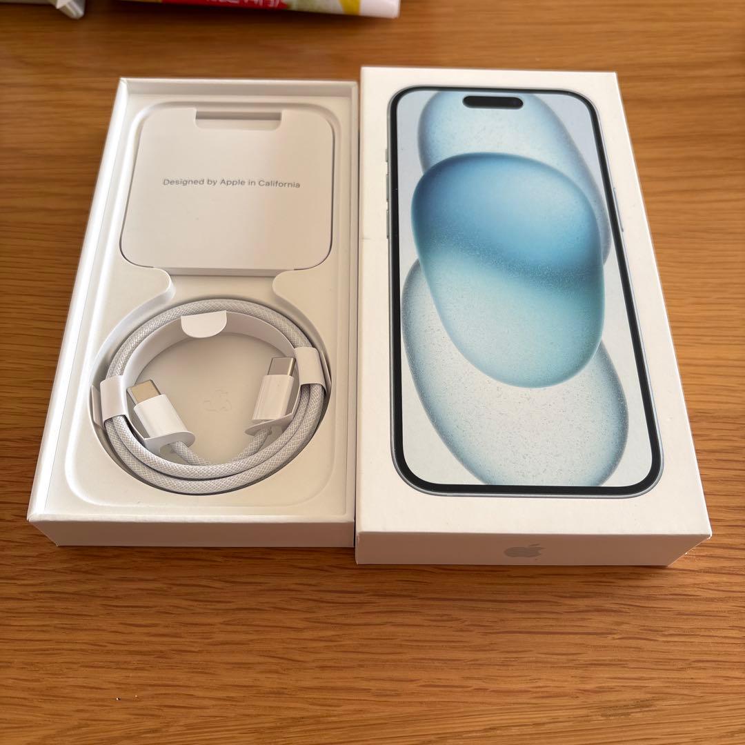 iPhone15 本体 ブルー SIMフリー 128GB ケース・箱付き
