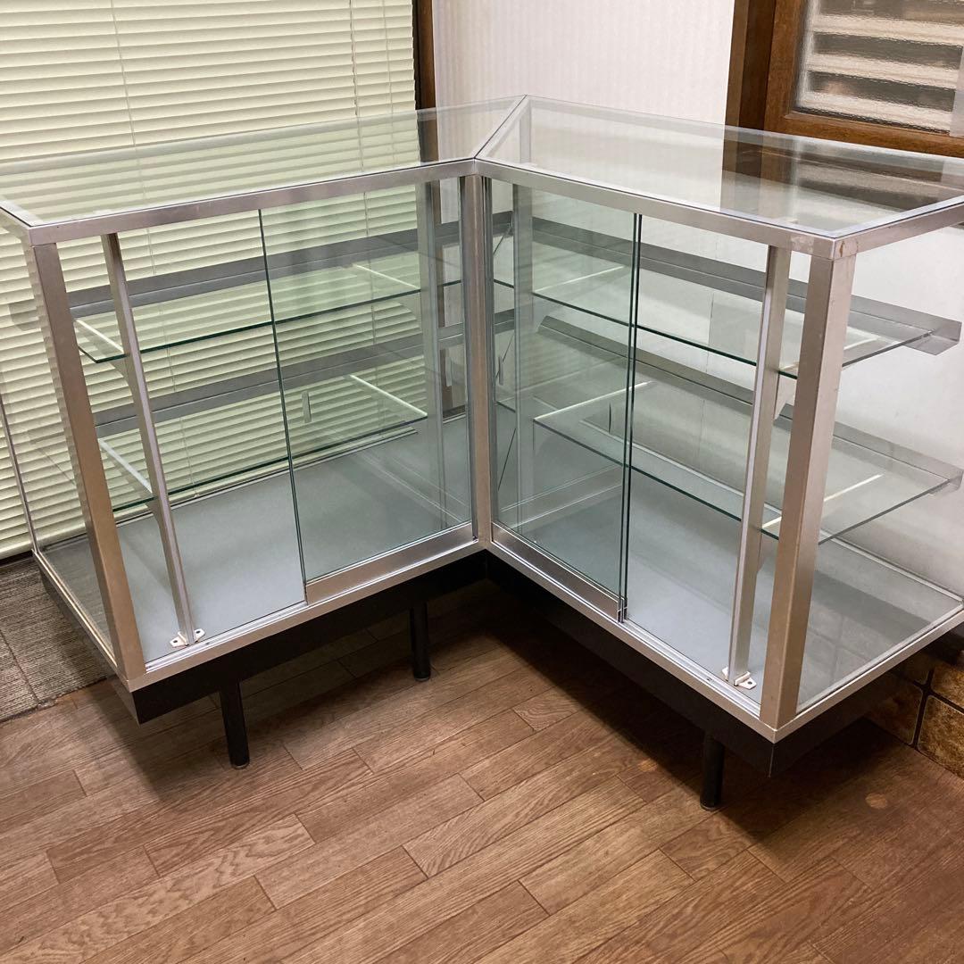 カウンターショーケース ガラスケース Ｌ字型良品 106×106×92×45cm