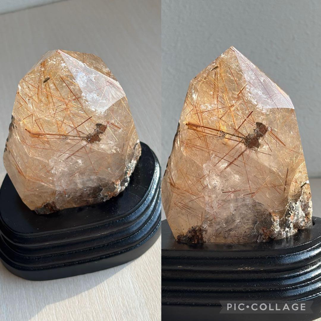 超希少美628g特大 ゴールドタイチンルチル 原石ポリッシュ　鉱物