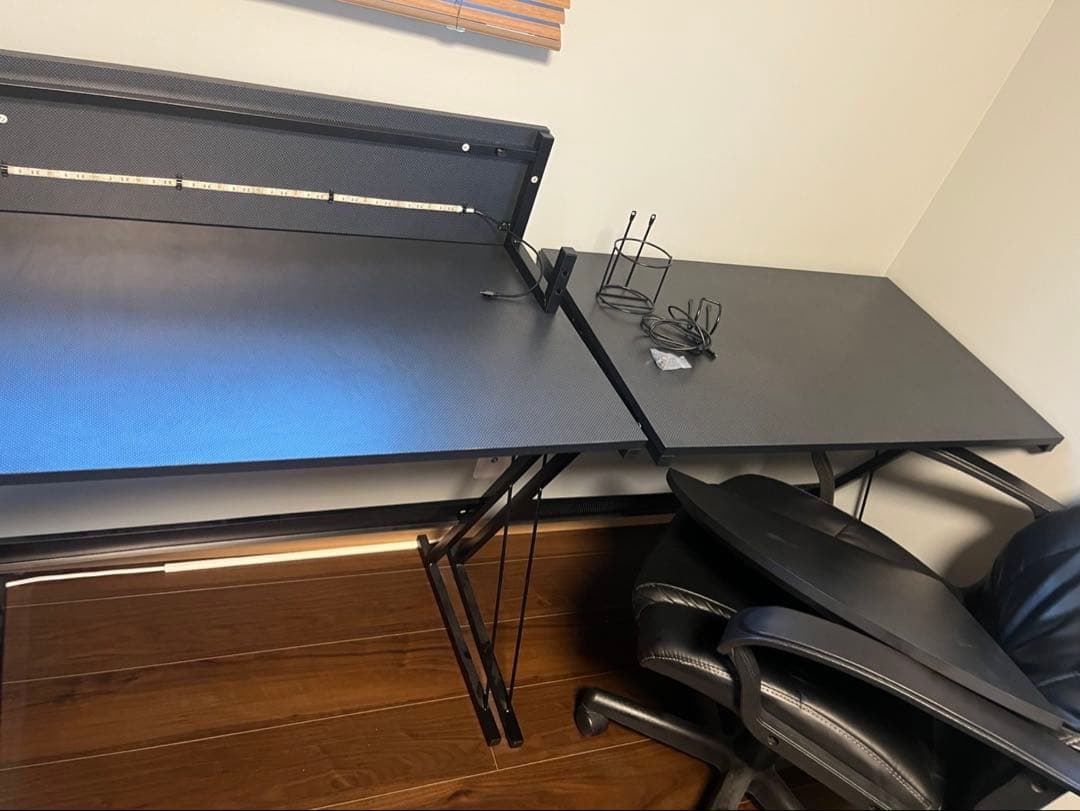 【美品】RGBライト付き L字型 ゲーミングデスク コーナーデスク