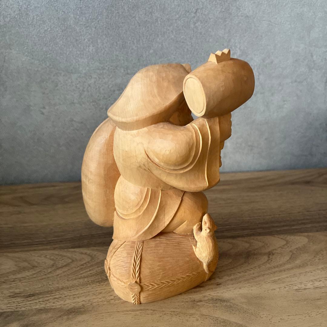 大黒天　木彫り　約15cm