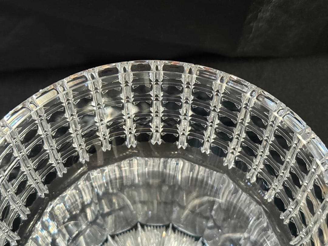 根岸幸雄作　色被ガラス切子　篭目紋　水指　共箱　茶道具　送料込み250927