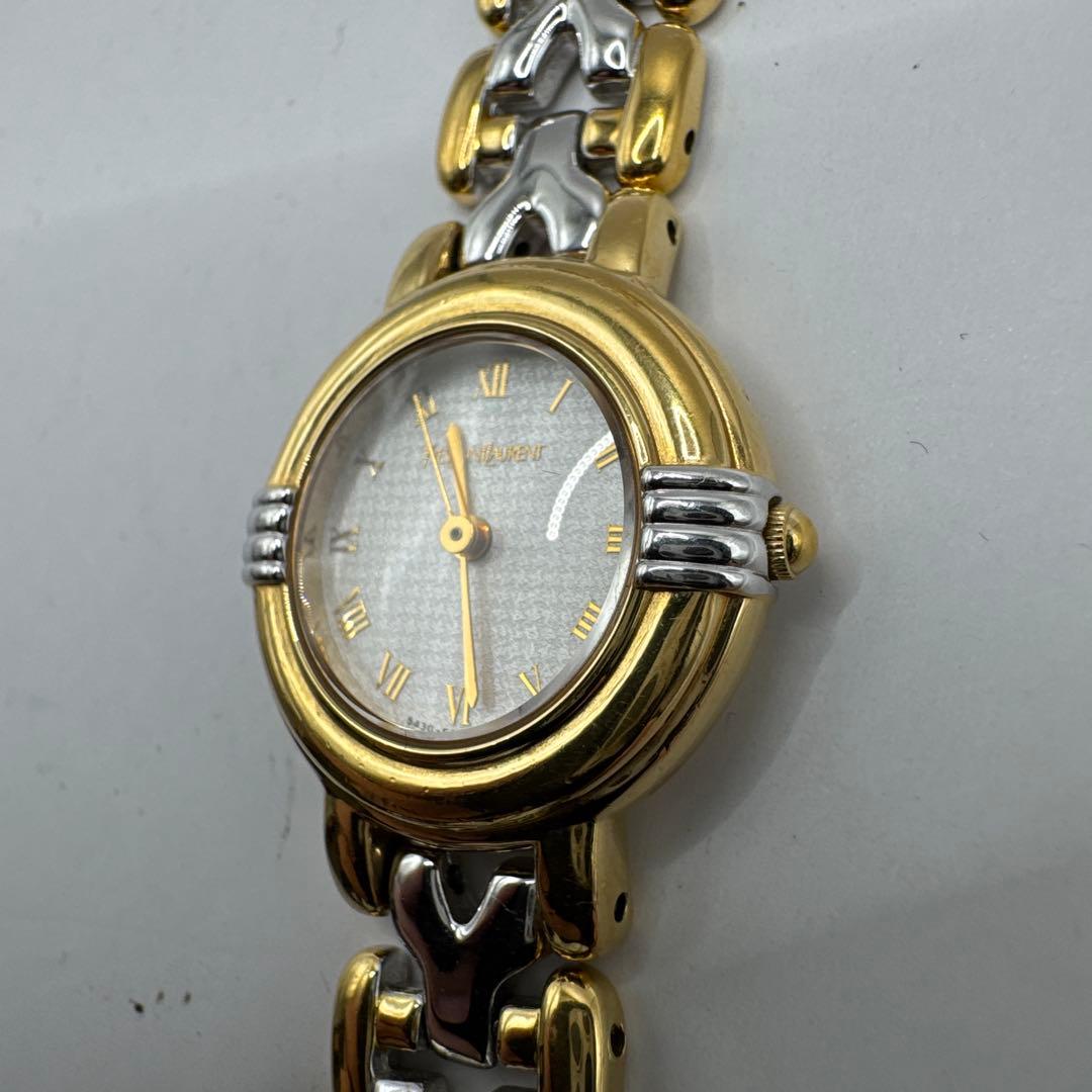 イヴサンローラン YSL コンビ ローマン 腕時計　ゴールド文字盤 予備コマ付