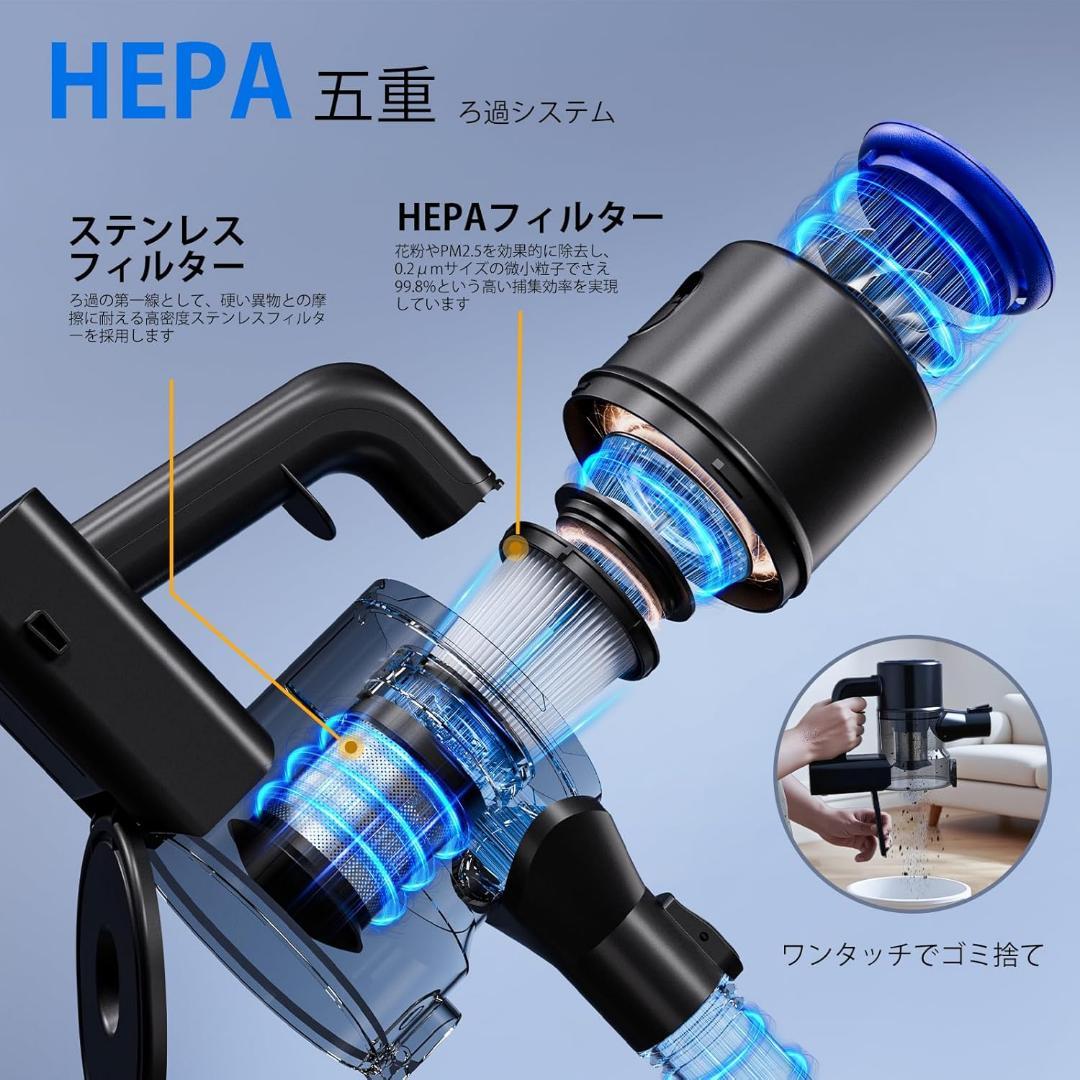 掃除機❣️コードレス45000pa超強力吸引 超軽量 サイクロン 50分連続稼働