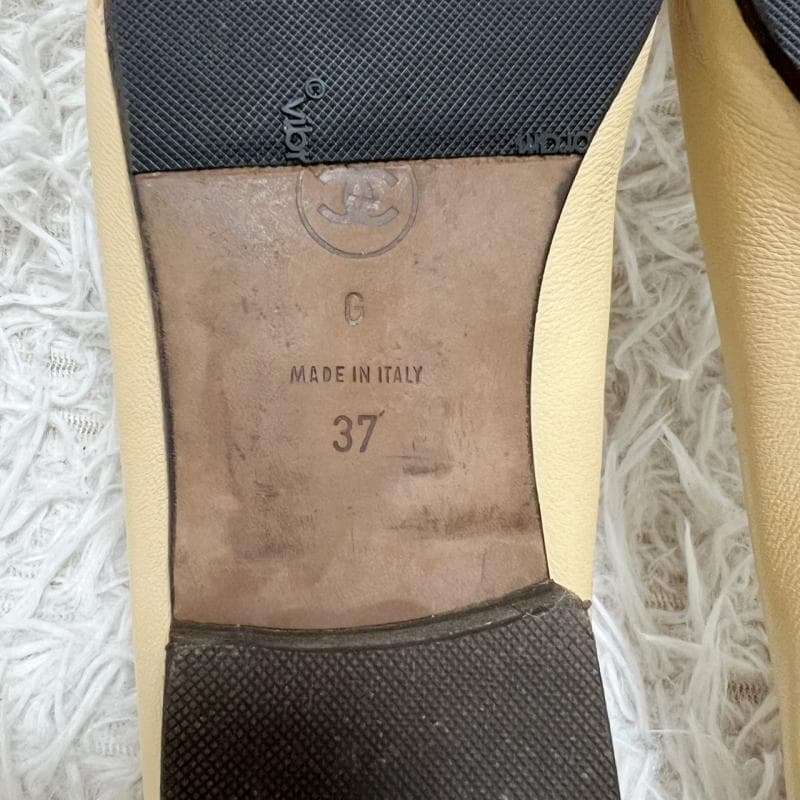 CHANEL バレエシューズ レザー ベージュ ココマーク フラットパンプス