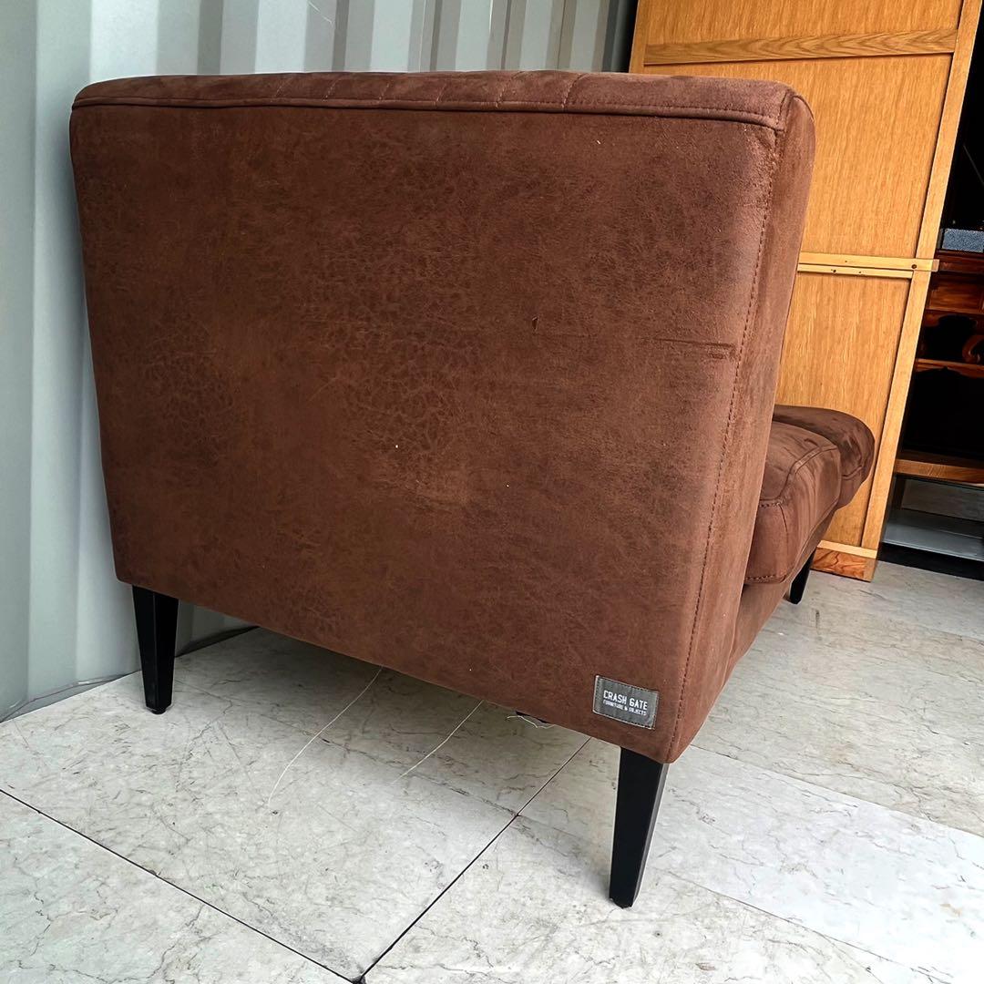 取付無料！クラッシュゲート グレス カフェ風おしゃれブラウン右肘掛け付きソファ✨