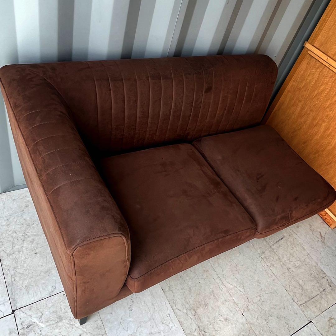 取付無料！クラッシュゲート グレス カフェ風おしゃれブラウン右肘掛け付きソファ✨