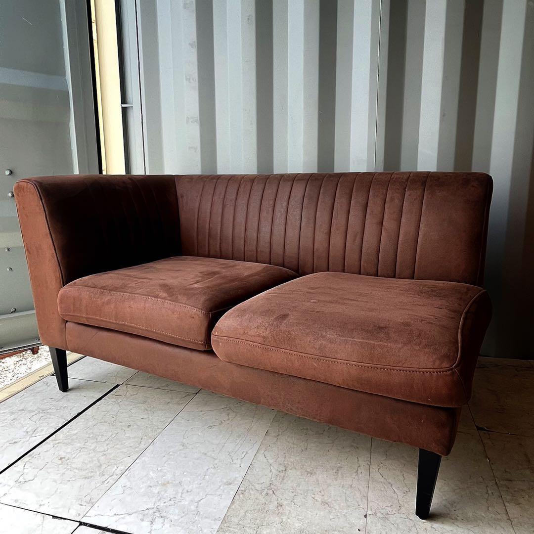 取付無料！クラッシュゲート グレス カフェ風おしゃれブラウン右肘掛け付きソファ✨