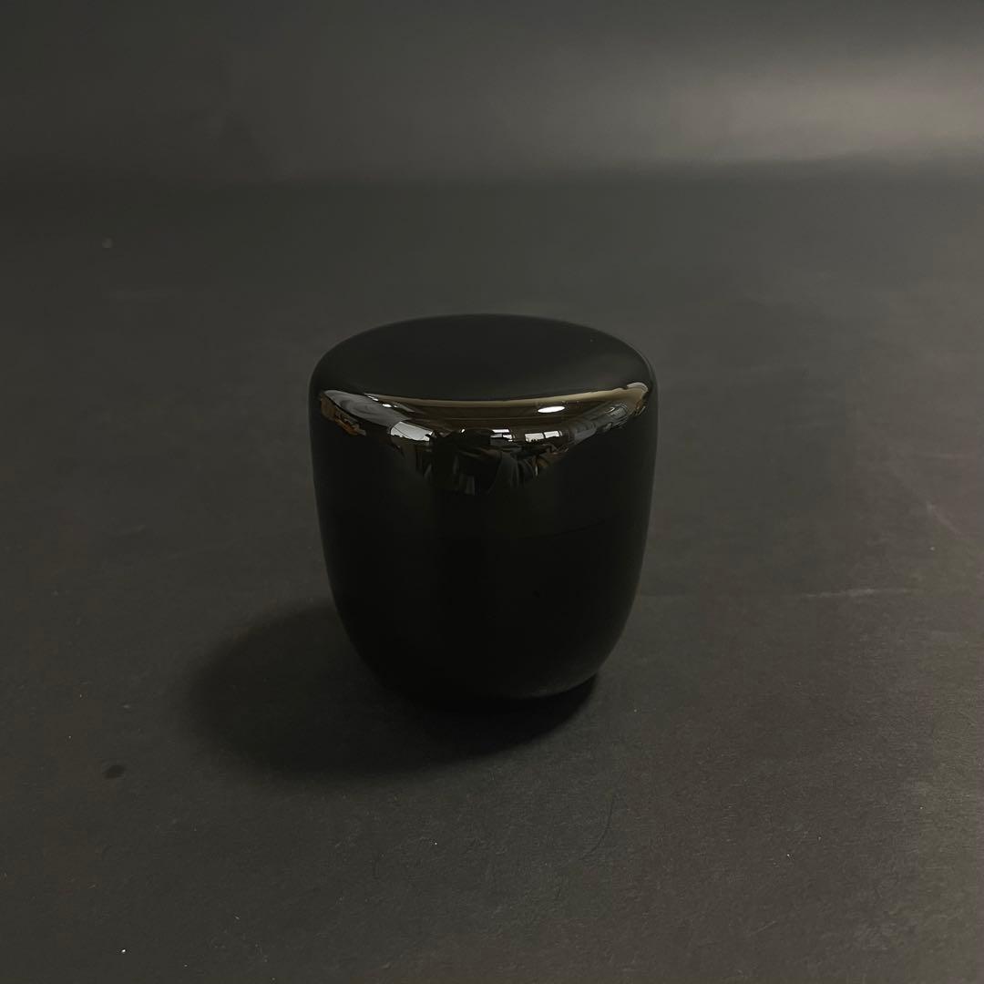 輪島黒漆塗 中棗 川岸充 栞 共布 共箱 茶道具