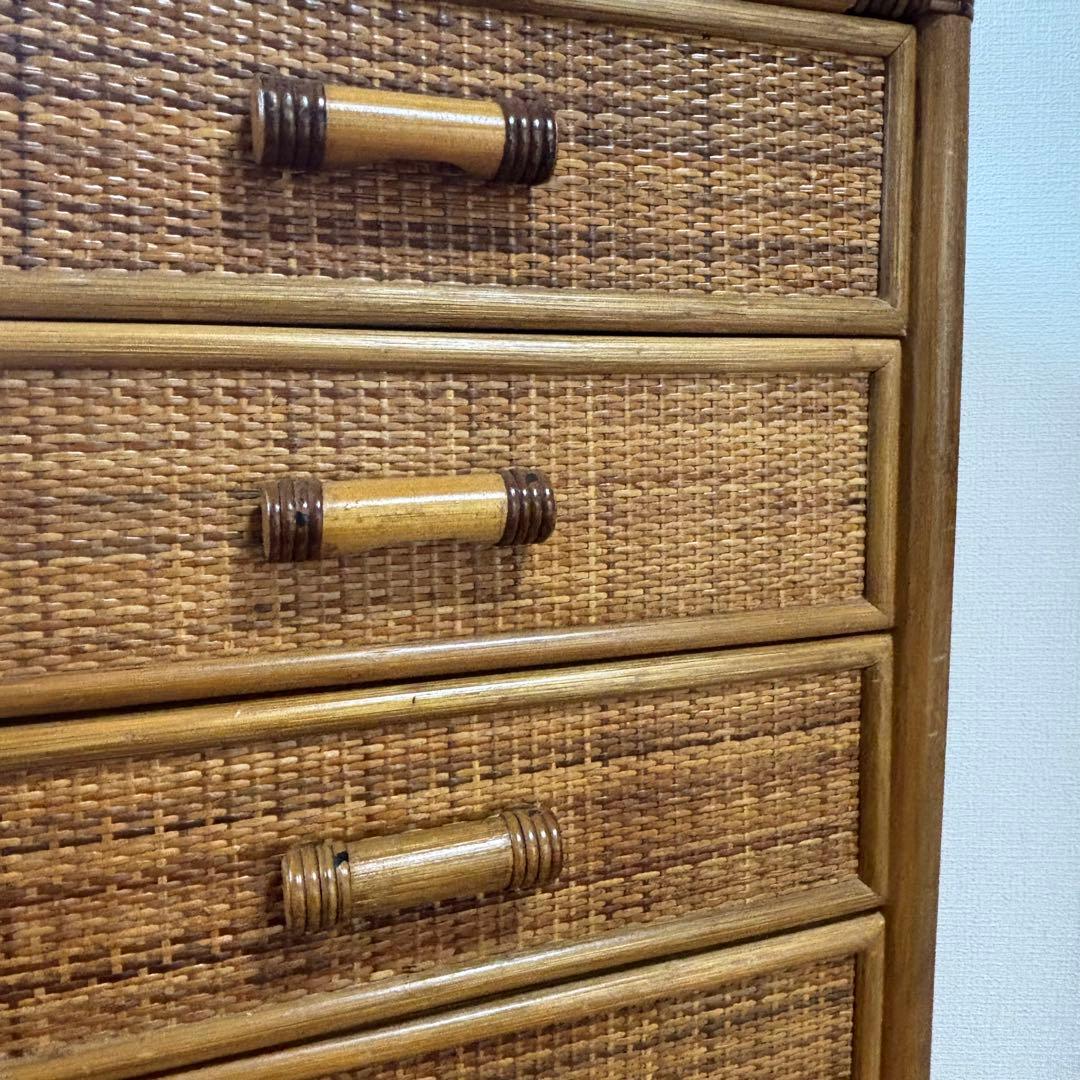 藤ラタン　チェスト　6段引き出し　カゴ収納家具　箪笥　整理棚