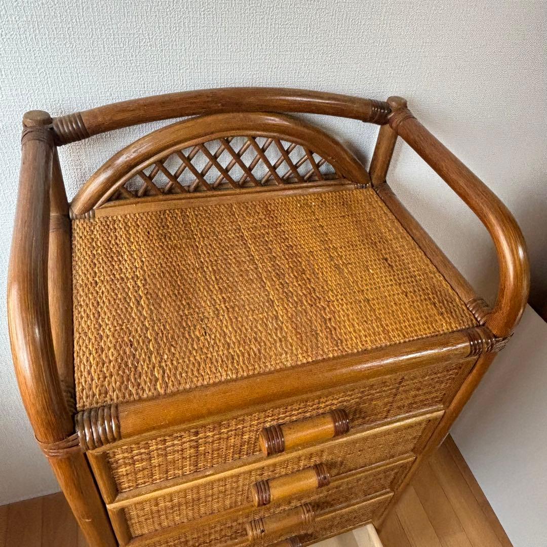 藤ラタン　チェスト　6段引き出し　カゴ収納家具　箪笥　整理棚