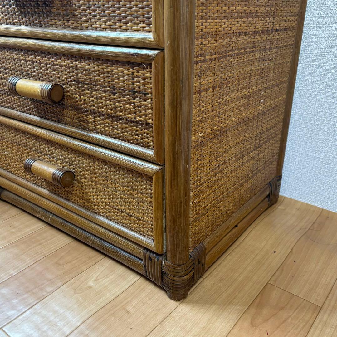 藤ラタン　チェスト　6段引き出し　カゴ収納家具　箪笥　整理棚