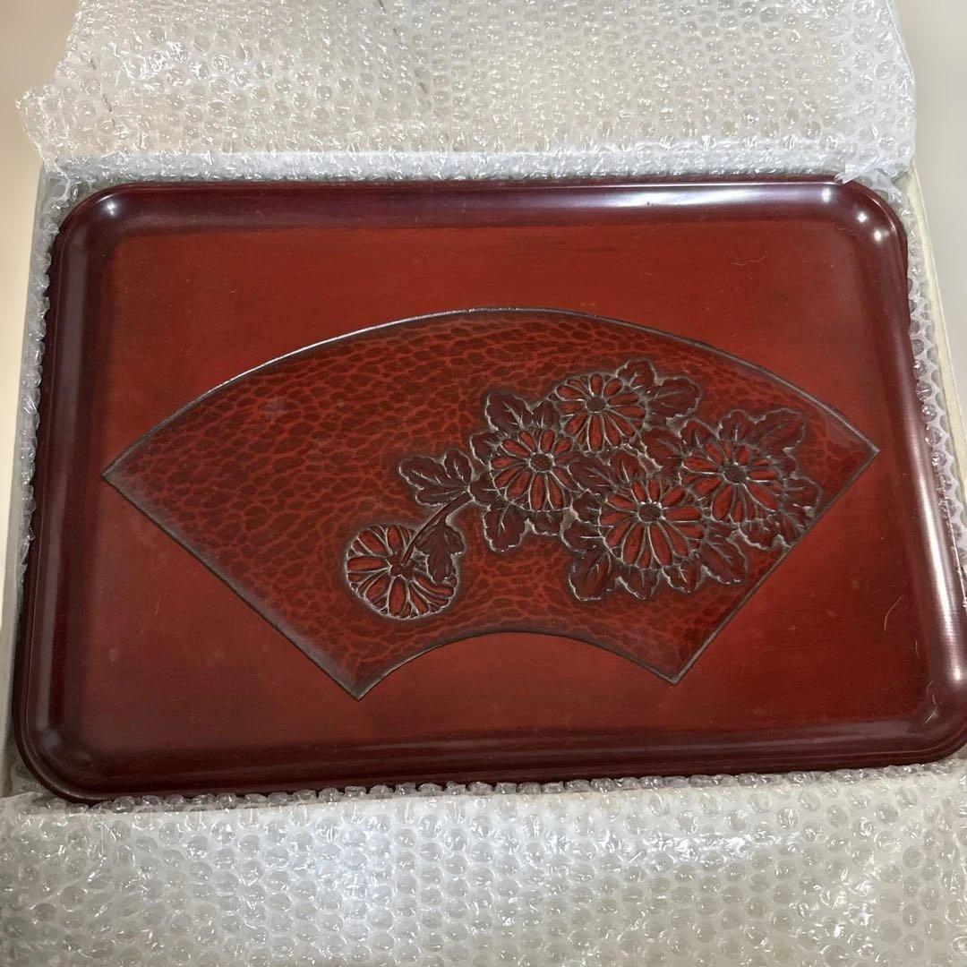 鎌倉彫 赤色盆 ５枚セット