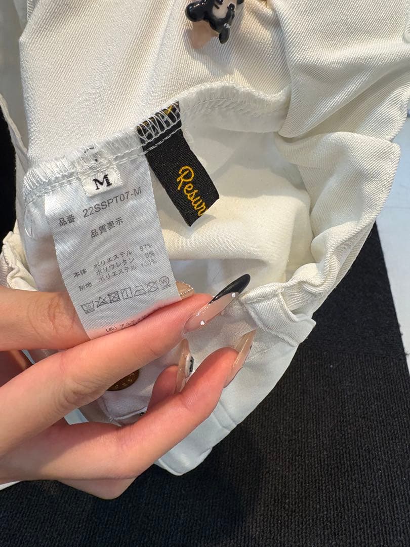 ゴルフパンツ ホワイト ブラウンアクセント レザレクション