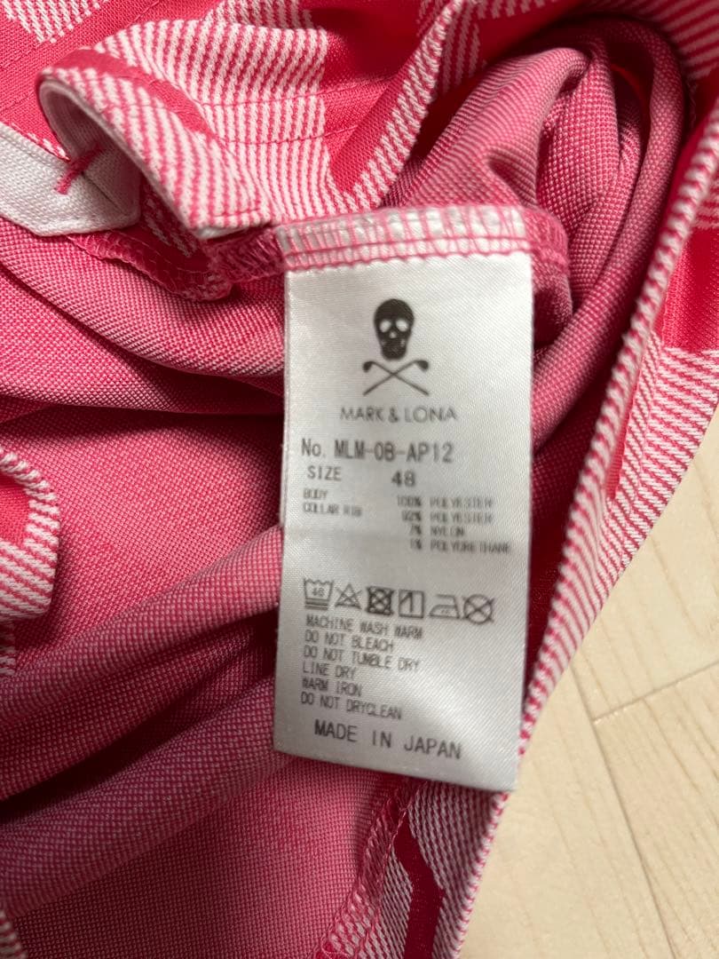 マークアンドロナ　ピンク ロゴプリント ポロシャツ　48サイズ