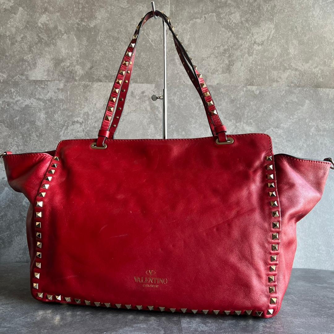 ⭐️VALENTINO⭐️ヴァレンティノ ロックスタッズ トートバッグ レッド
