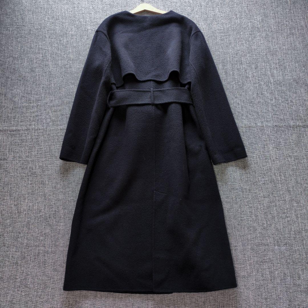 ジョゼフ　近年モデル　ウールリバーコート　ゆったり　ベルト付き　ネイビー