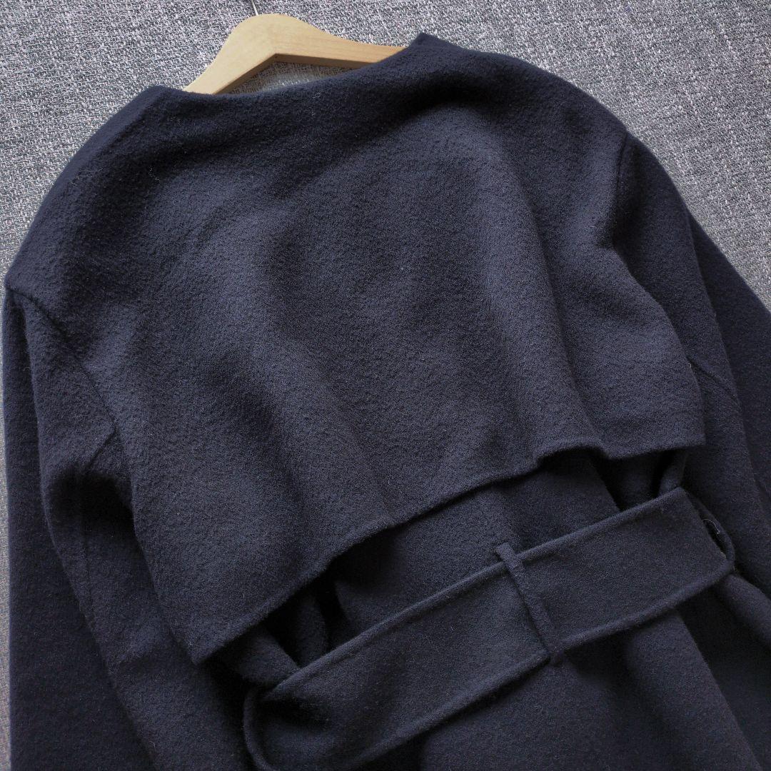 ジョゼフ　近年モデル　ウールリバーコート　ゆったり　ベルト付き　ネイビー