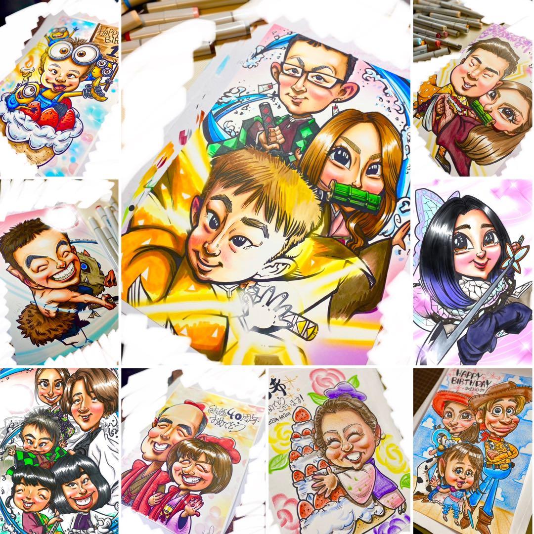 世界で1枚のオーダーメイド似顔絵★誕生日会☆子供☆友達☆ご両親☆プレゼント☆