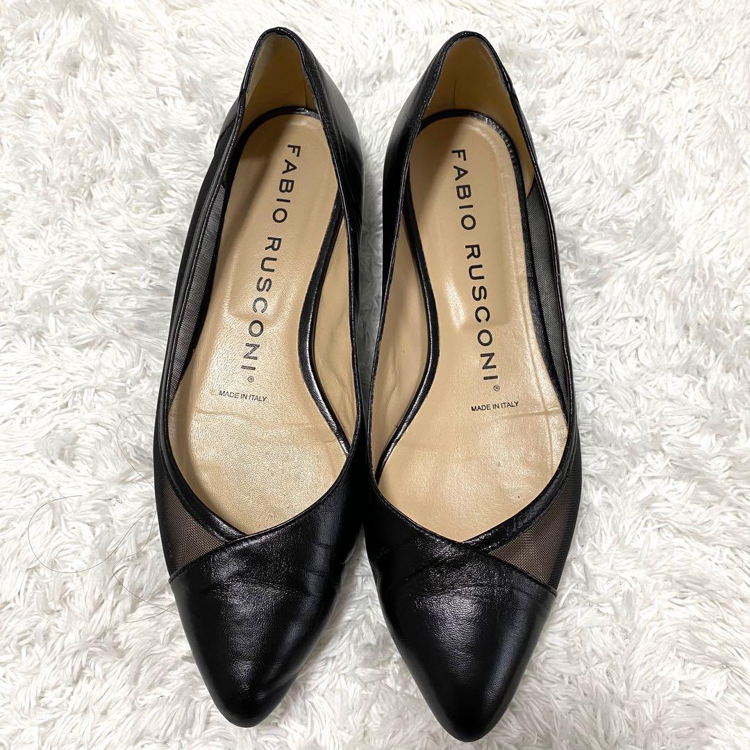 【美品】 ファビオルスコーニ パンプス レザー メッシュ フラット 現行
