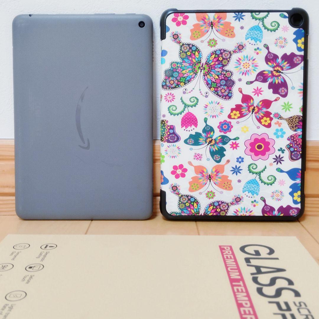 良品 Fire HD 8 PLUS 最新版 カバー／新品ガラスフィルム付き