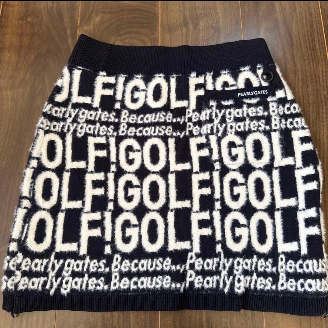 新品♪47.300円PEARLY GATES ロゴスカート ネイビージャガード２