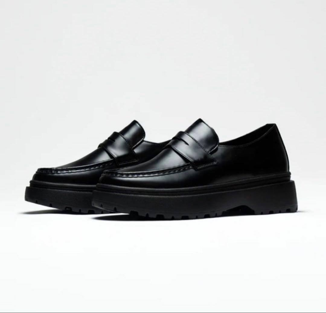 fillin ローファー ブラック 25 厚底 レザー 黒 UNOS