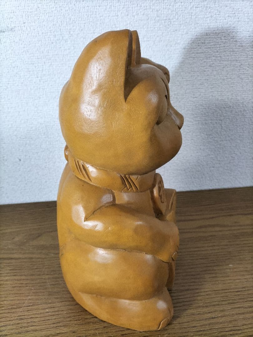 美品　木製 招き猫 彫刻　最終値下げ