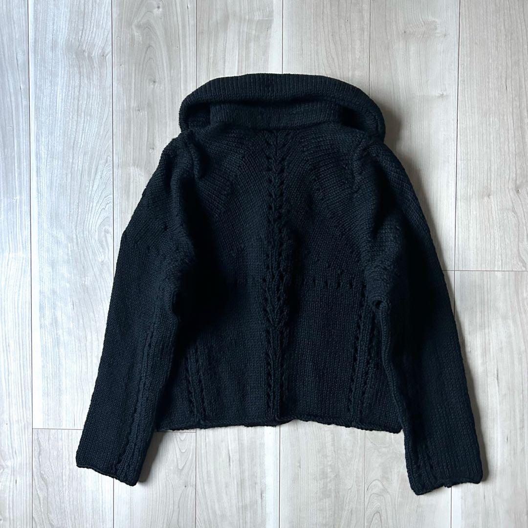 トリココムデギャルソン 丸襟 ニットジャケット 肉厚 ウール 黒 AD2006