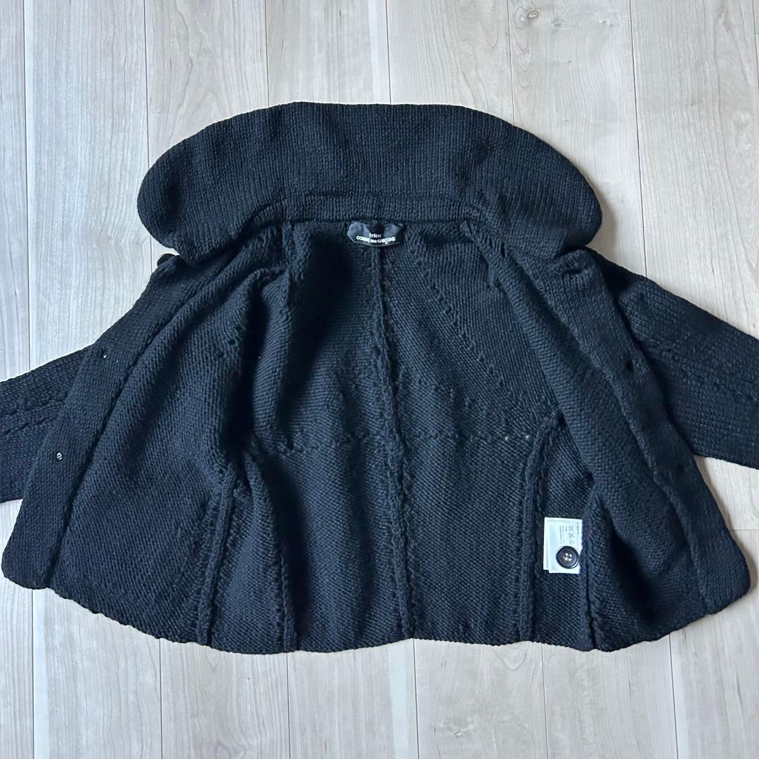 トリココムデギャルソン 丸襟 ニットジャケット 肉厚 ウール 黒 AD2006