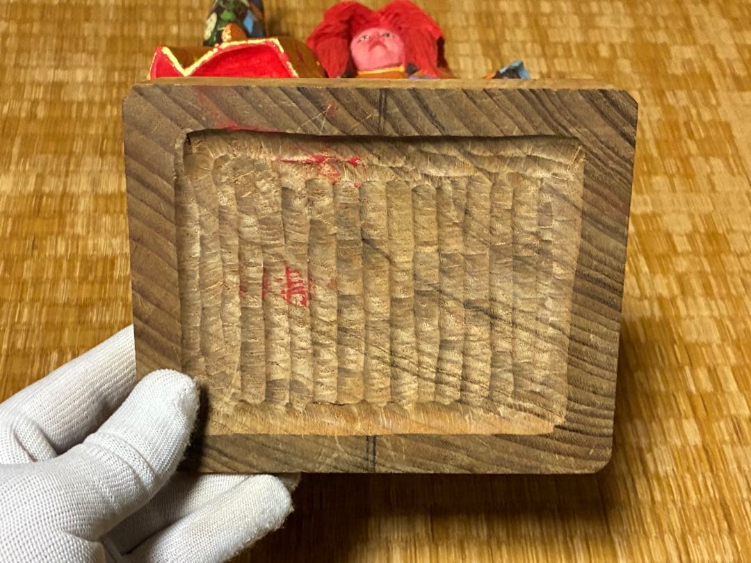 木製 木彫り 彫刻 【池田 秀鳳】伝統的 歌舞伎 赤い髪 人形 在印 共箱