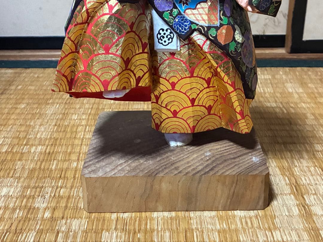 木製 木彫り 彫刻 【池田 秀鳳】伝統的 歌舞伎 赤い髪 人形 在印 共箱